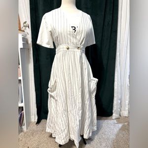 Free people dress wrap blue strip white dress